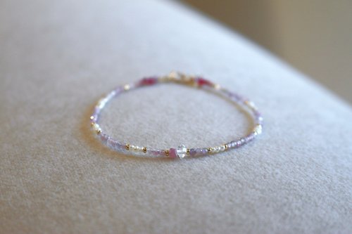 ルビー　ピンクトルマリン　ブレスレット ピンクトルマリン ブレスレット 7.5mm 17cm レディースM サイズ