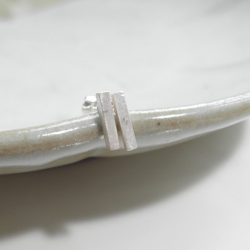 長條幾何純銀耳環(S) L series earring - 耳環/耳夾/耳骨夾 - 純銀 銀色