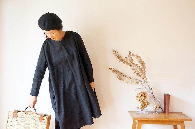 French Linen gather one piece LADY'S - 連身裙 - 棉．麻 