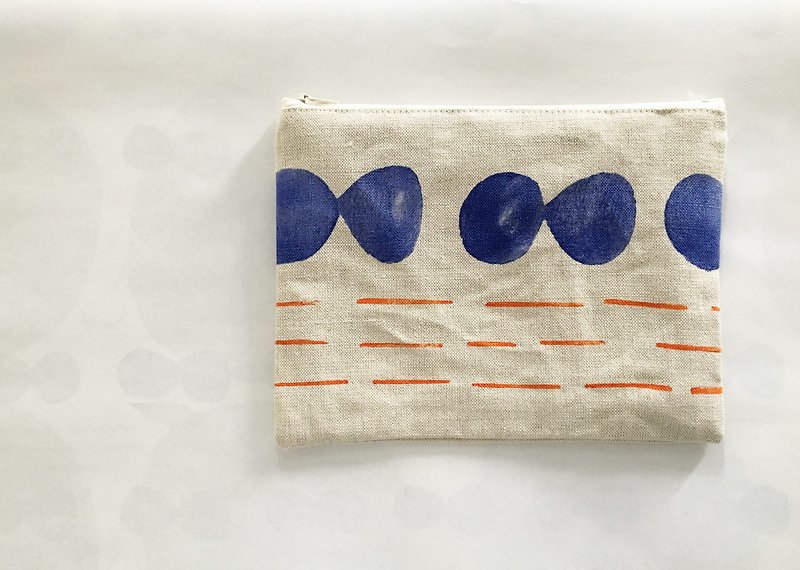 moshimoshi | Mabula Chain Cosmetic Bag-Blue Cell Division - Toiletry Bags & Pouches - Cotton & Hemp 