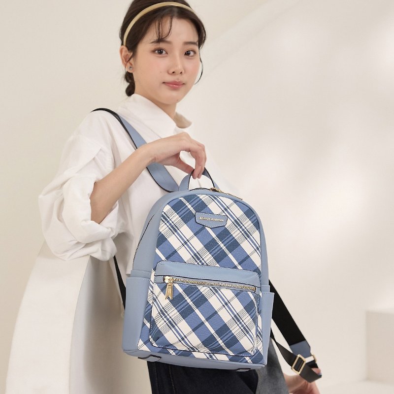 [Kim Anderson] Mykonos scratch-resistant backpack-light blue - กระเป๋าเป้สะพายหลัง - หนังเทียม สีน้ำเงิน