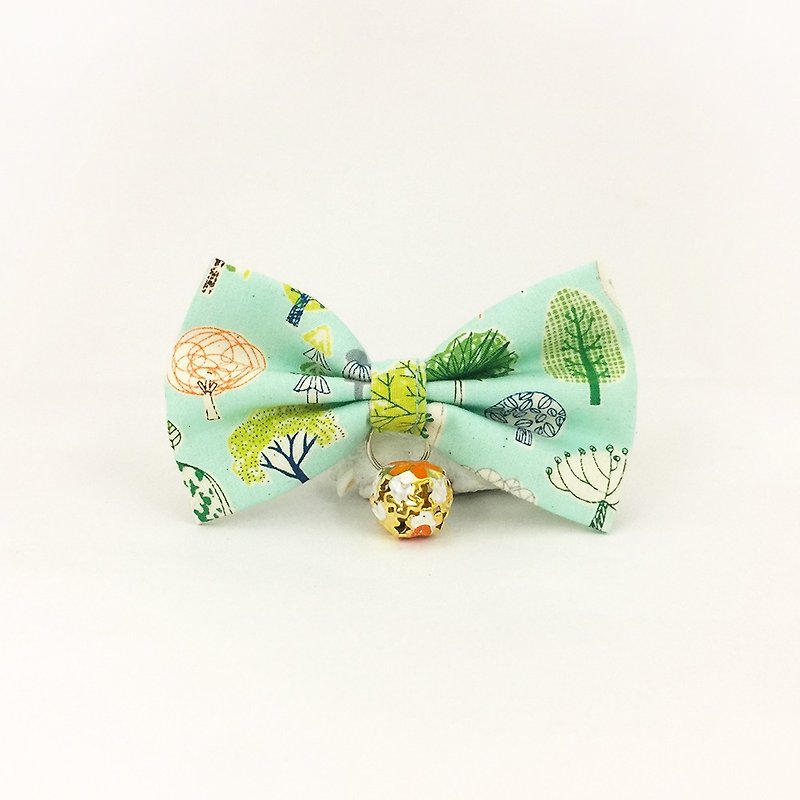 新鮮な草と木の蝶結びペットの装飾首輪猫小型犬ミニ犬 - 首輪・リード - コットン・麻 グリーン