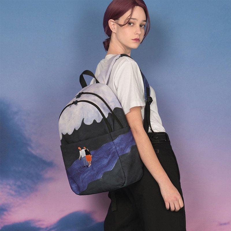 YIZISTORE casual backpack large capacity canvas embroidery student bag - Backpacks - Other Materials 