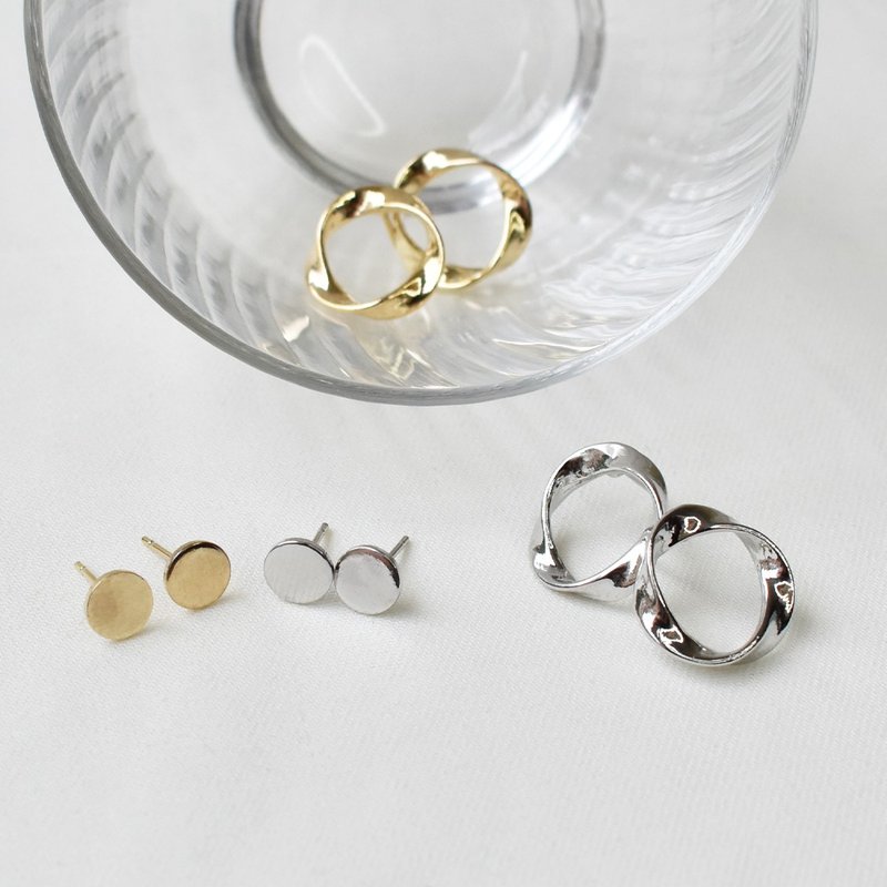 Twisted hoop earrings set - ต่างหู - อลูมิเนียมอัลลอยด์ หลากหลายสี