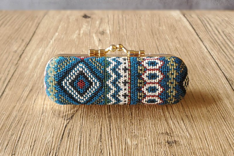 Geometric tile ethnic style/aboriginal literary youth woven stamp box earphone box - Stamps & Stamp Pads - Cotton & Hemp 