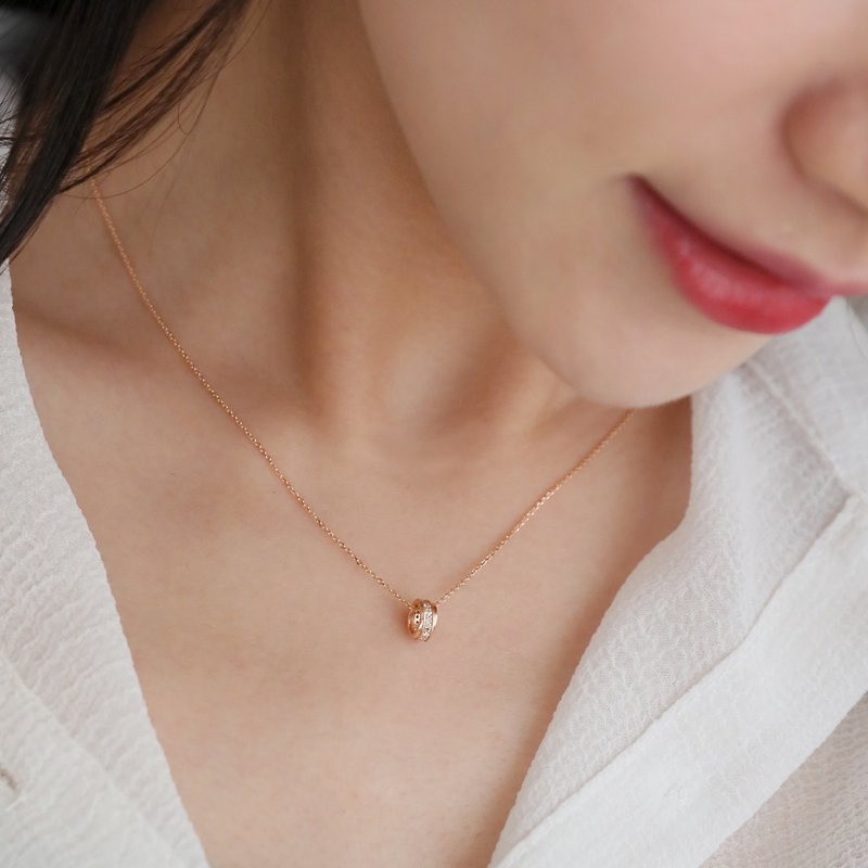 Jinghua diamond ring 10K Rose Gold total 0.13 carat light jewelry diamond necklace lover gift - สร้อยคอ - เพชร 