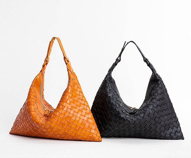  Woven Leather Handbags, Hobo Tote Bags with Zipper for