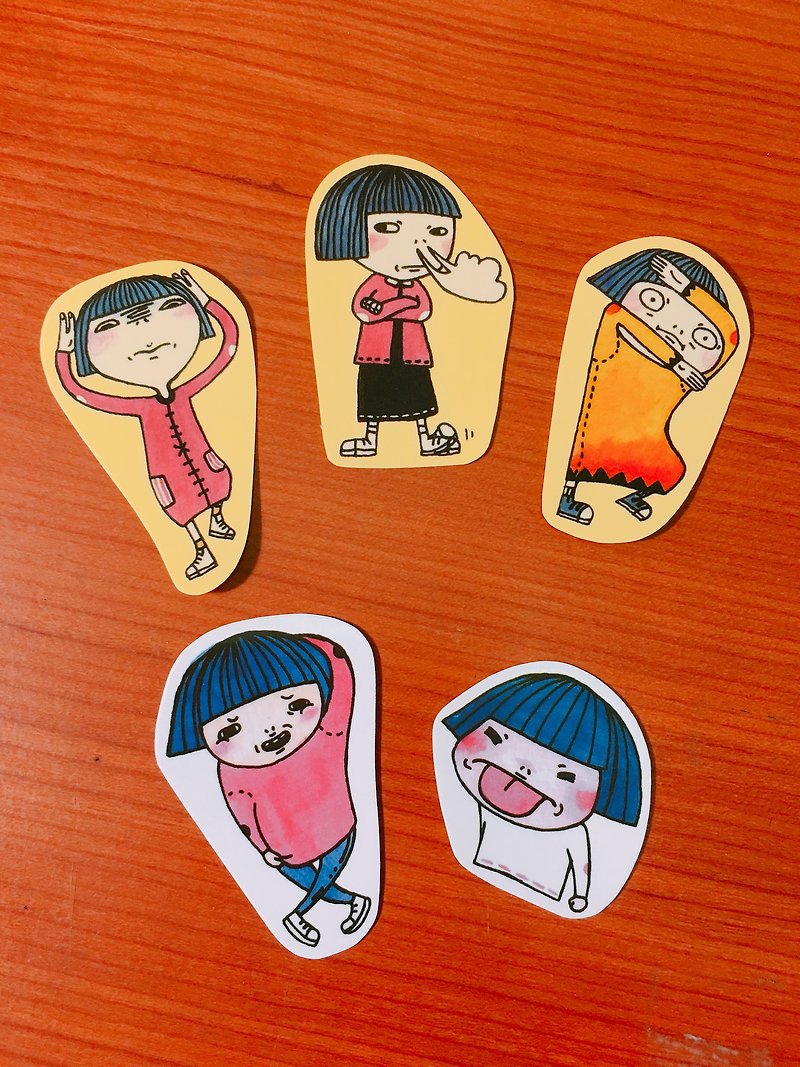 Girl.Angry articles. Waterproof transparent stickers - Stickers - Waterproof Material Blue