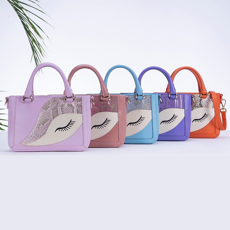 handmade  leather handbag 手提包手工皮包復古斜背包簡約單肩包 - 側背包/斜背包 - 真皮 紫色