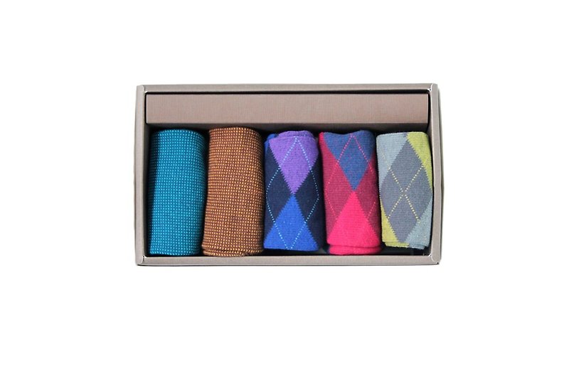 Lin Guoliang Spring Socks Group Scotland Lingge + Bird Eye Texture - Socks - Cotton & Hemp Multicolor