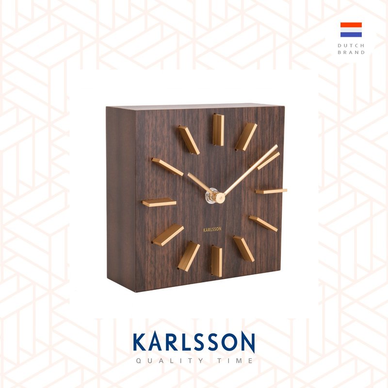 荷蘭Karlsson, Table clock Discreet dark wood 掛牆/放置兩用 - 時鐘/鬧鐘 - 其他金屬 咖啡色
