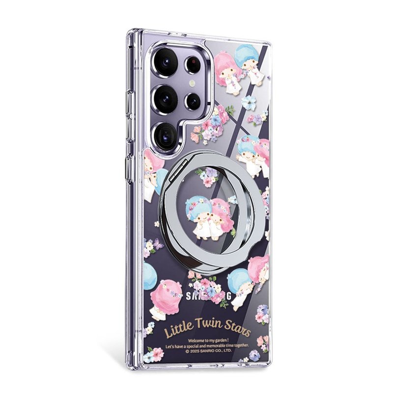 三麗鷗 S25/S24/A56/Flip7 軍規360旋轉磁吸立架殼-花季雙子星 - 手機殼/手機套 - 其他材質 多色