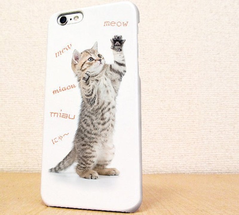送料無料☆iPhone case GALAXY case ☆猫（ネコ）の鳴き声  phone case - スマホケース - プラスチック ホワイト