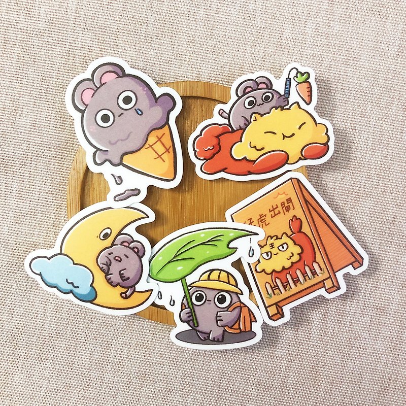 Five sets of cat and mouse stickers group matte waterproof super suitable for sticking computers - สติกเกอร์ - วัสดุอื่นๆ 