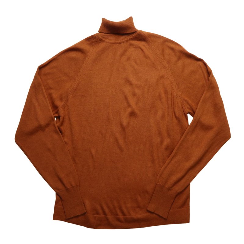 70s Royal Jeff American-made Caramel Pigment Turtleneck Knitted Sweater - สเวตเตอร์ผู้ชาย - อะคริลิค สีนำ้ตาล