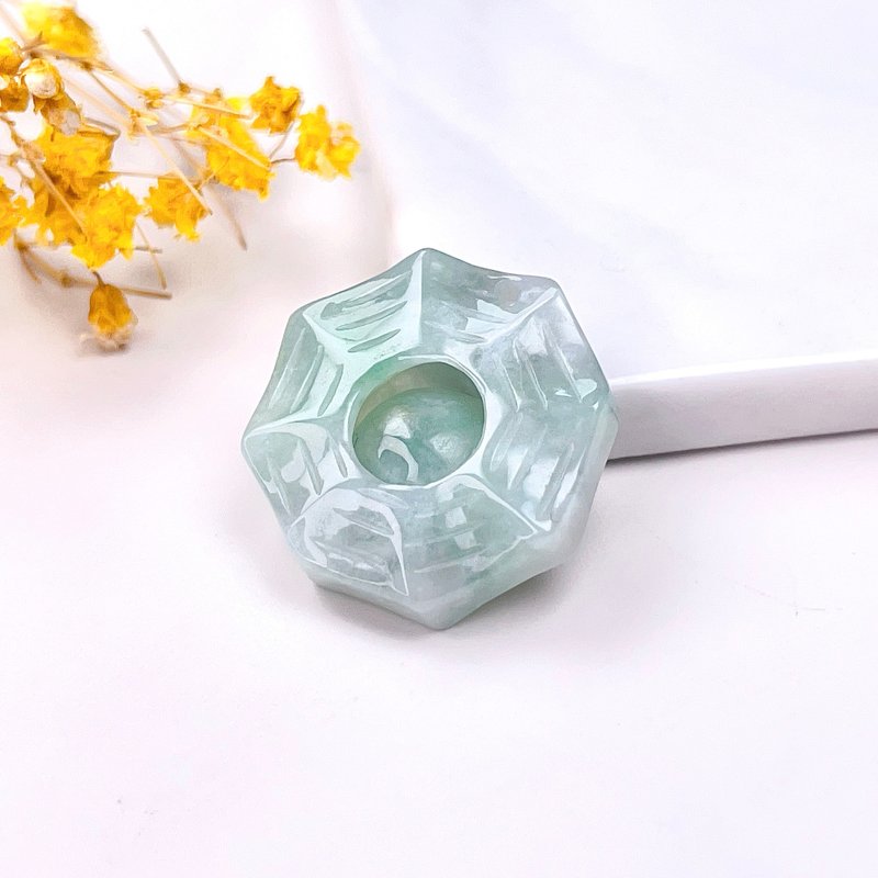 【乾坤太極】冰種飄花翡翠八卦吊墜 | 天然緬甸A貨翡翠 | 送禮 - 吊飾/掛飾 - 玉石 綠色