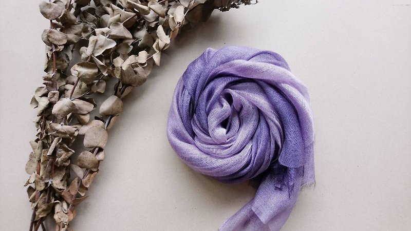 Zhiran Life-Natural Plants Dyestuff Gradient Silk Cotton Scarf (Purple) - Scarves - Silk 