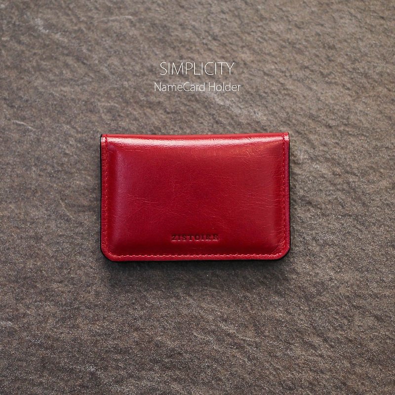 [SIMPLICITY] ZiBAG-027 / NameCard Holder / simple name card holder / red │ Red (oil side: black) - Card Holders & Cases - Genuine Leather 