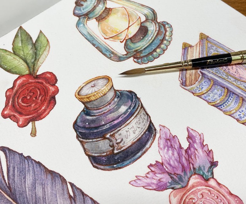 Love letter  / 透明 艶消し ステッカー / 水彩画 - ステッカー・シール - 紙 