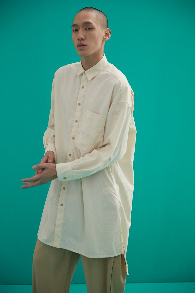 wavy pocket long shirt - เสื้อเชิ้ตผู้ชาย - ไนลอน 