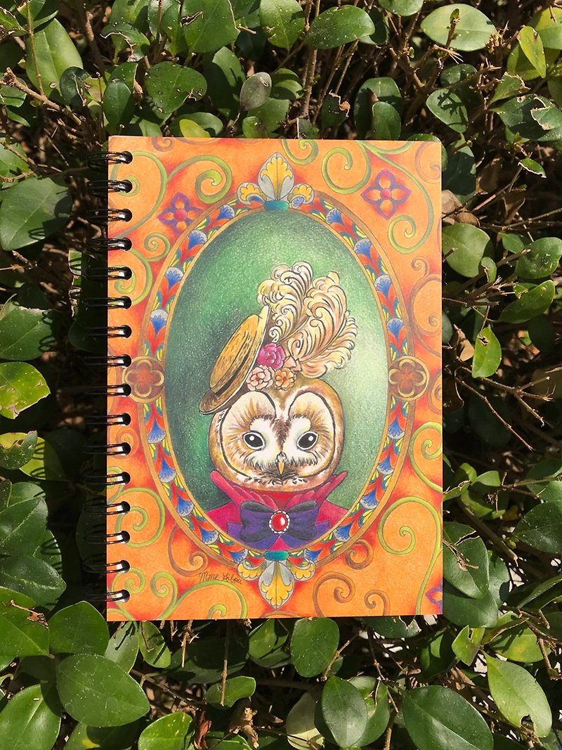 A5 Coil Notebook-Lady Grey Forest Owl - สมุดบันทึก/สมุดปฏิทิน - กระดาษ สีส้ม
