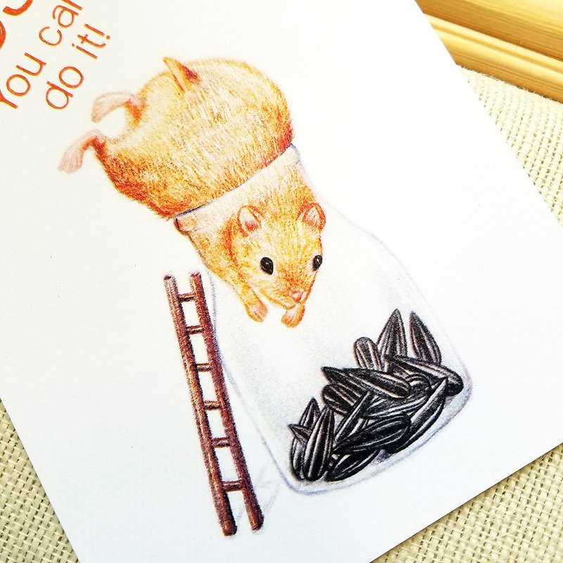 明信片- 小鼠抓葵瓜子 - 卡片/明信片 - 紙 橘色