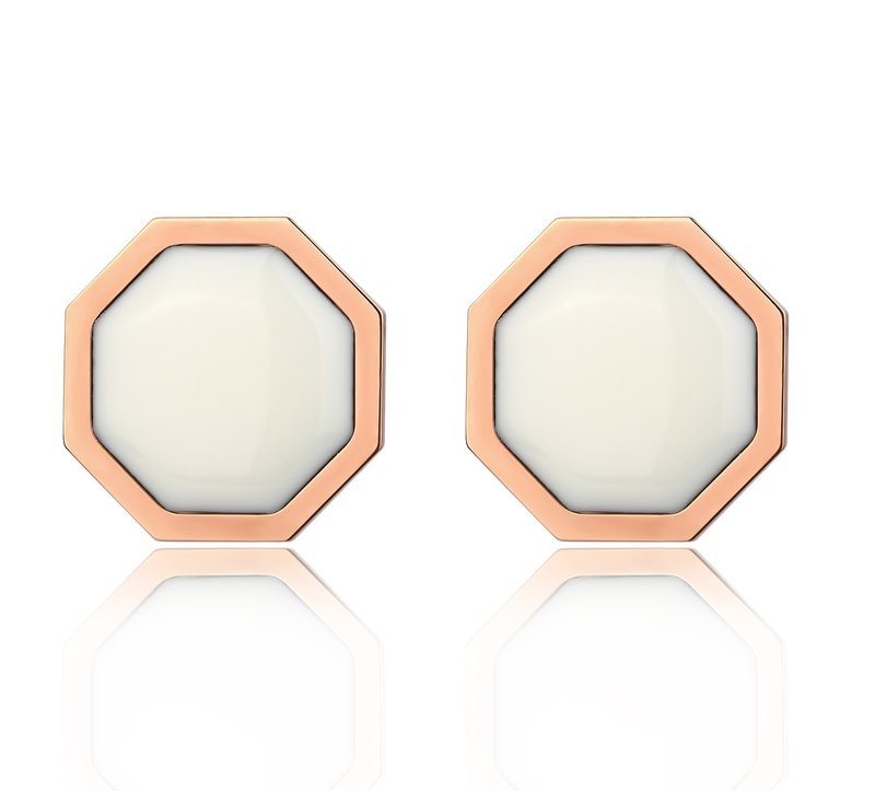 Okto Vintage White Earrings Rose Gold 耳環 - 耳環/耳夾/耳骨夾 - 不鏽鋼 