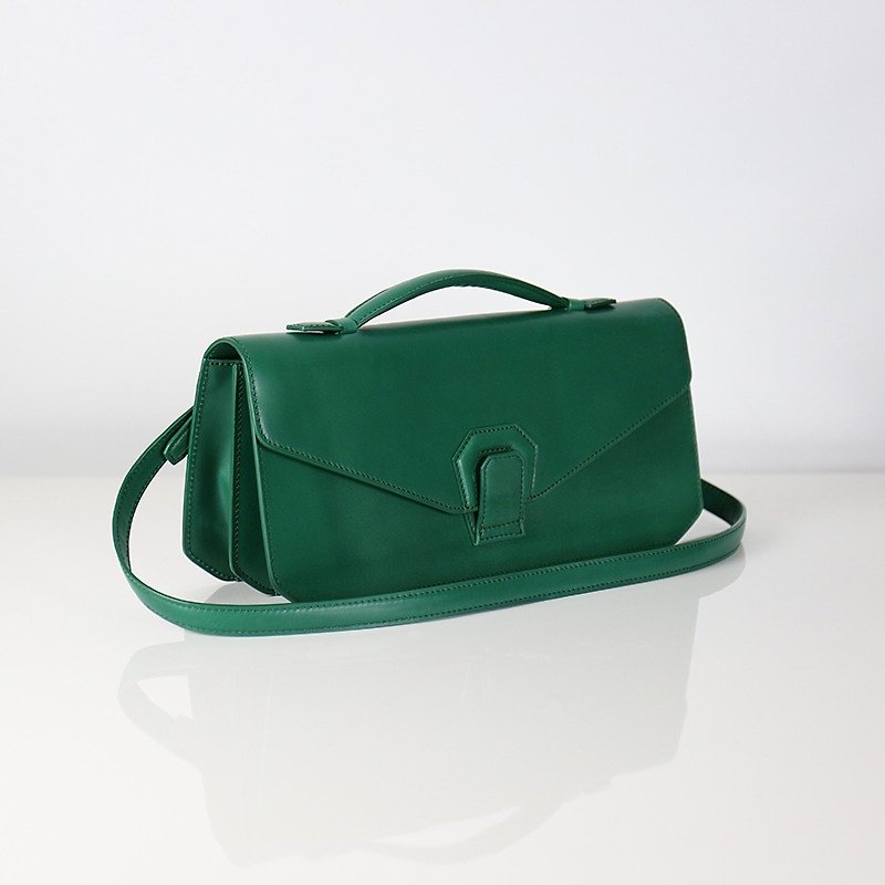 [HANDOS] Melodica Two-Layer Shoulder Bag - Tropical Green [Show Clear] - กระเป๋าแมสเซนเจอร์ - หนังแท้ สีเขียว
