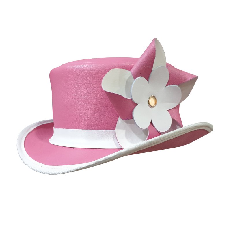 Peetie Pink Leather Top Hat - 帽子 - 真皮 粉紅色