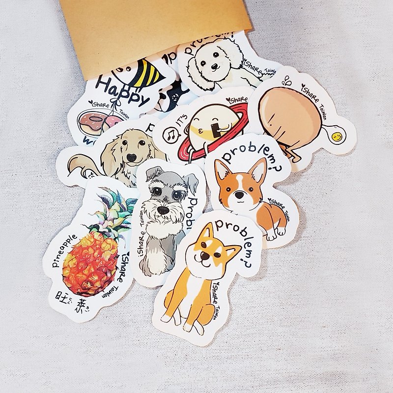 [10 Into Surprise Pack] Pet Waterproof Stickers (Various Patterns) Luggage Stickers - สติกเกอร์ - กระดาษ หลากหลายสี