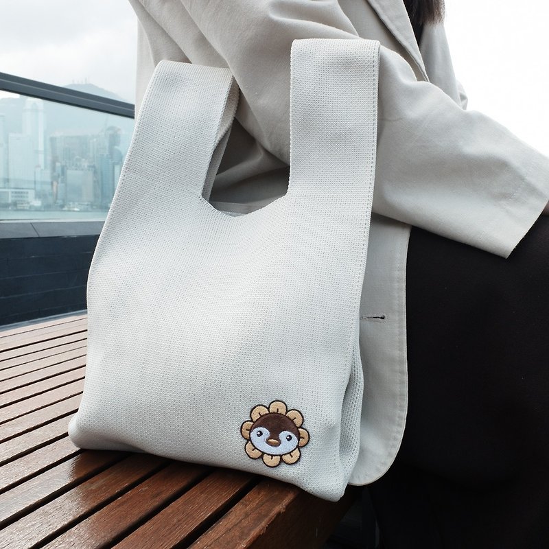 ペンギンミルク 2way 小バッグ Huahua ペンギンミルク 刺繍入りニット小バッグ サイドベルト | - トート・ハンドバッグ - その他の素材 