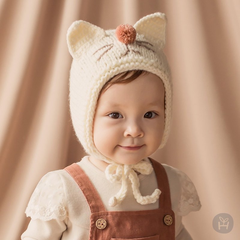 Happy Prince韓國製 Lamming毛線針織精靈保暖嬰兒帽 寶寶帽 童帽 - 嬰兒帽/髮帶 - 棉．麻 白色