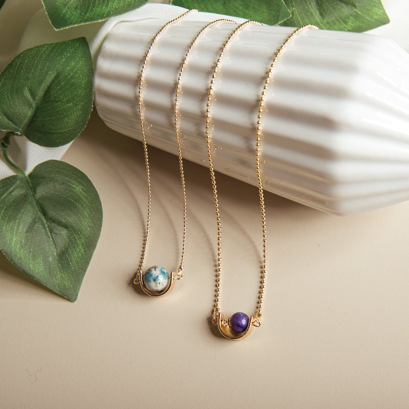 Small Universe Necklace K2 blue-Purple Dragon Crystal-14k Gold Pack Material Mother's Day Gift Customized - สร้อยคอ - โลหะ หลากหลายสี