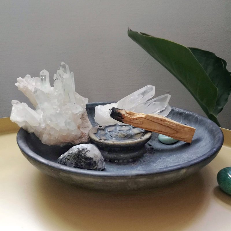 【客製預訂】脈輪冥想陶盤 (手繪脈輪) Chakra - 香氛/精油/擴香 - 陶 藍色