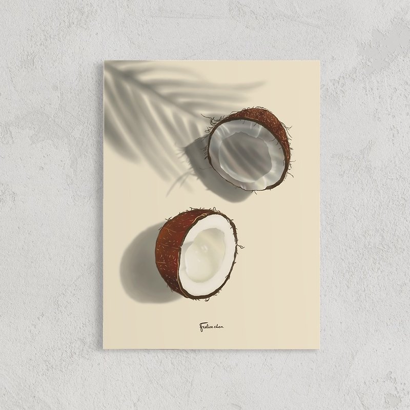 coconut print painting wall decoration card - โปสเตอร์ - กระดาษ ขาว