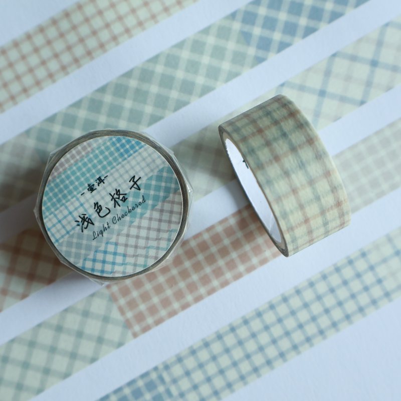 深淺格子  鹽系基礎打底格紋膠帶 PET 和紙膠帶 - 紙膠帶/和紙/PET - 其他材質 紫色