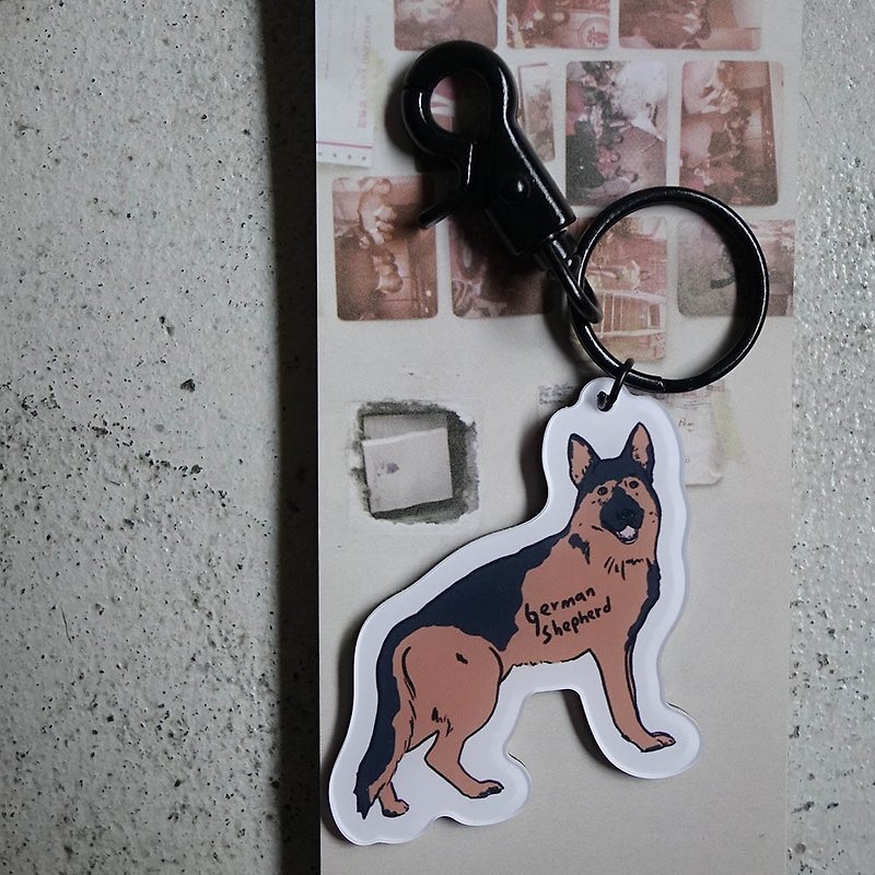 德國狼犬鑰匙圈 - 鑰匙圈/鎖匙扣 - 壓克力 黑色