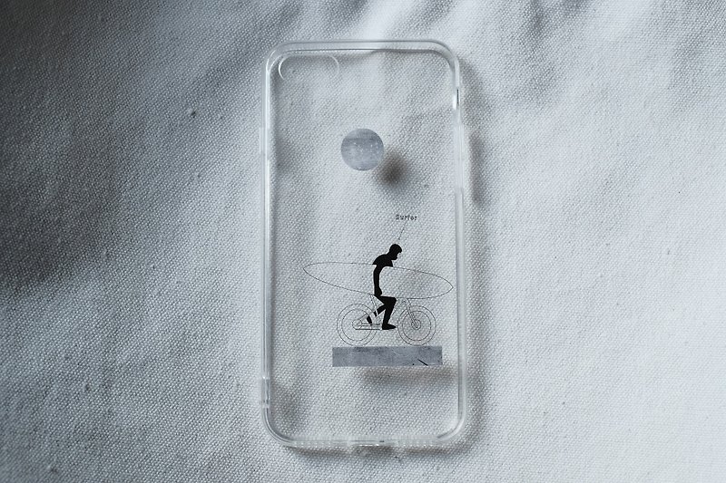 SURFER black line transparent mobile phone case full covered soft shell - Phone Cases - Plastic Transparent