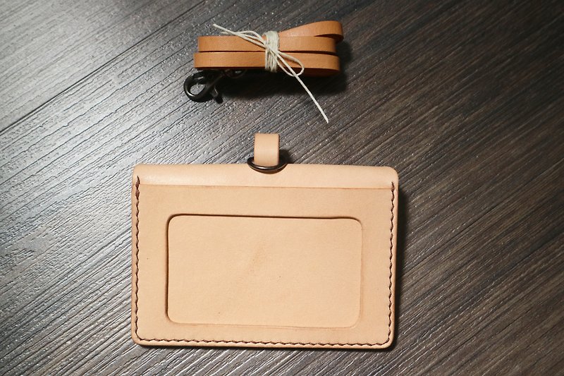 Yichuang Small Room | Horizontal primary color vegetable tanned leather ID card holder identification card holder coin purse Valentine's Day gift - ที่ใส่บัตรคล้องคอ - หนังแท้ 