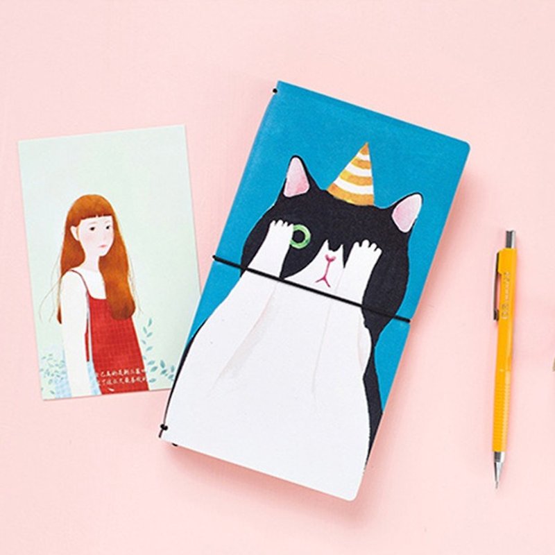 (On the new 5 fold, limited to 1) custom lettering cute cat diary handbook European travel notebook retro handbook notebook leather birthday gift gift graduation gift - สมุดบันทึก/สมุดปฏิทิน - กระดาษ 