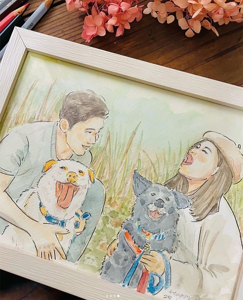 Watercolor hand-painted 15X20cm hand-painted gift please contact the designer before placing an order - ภาพวาดบุคคล - กระดาษ 