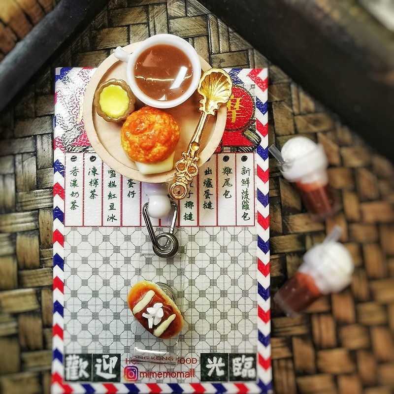 Handmade all day breakfast clay badge clip card holder - ที่ใส่บัตรคล้องคอ - เรซิน สีส้ม