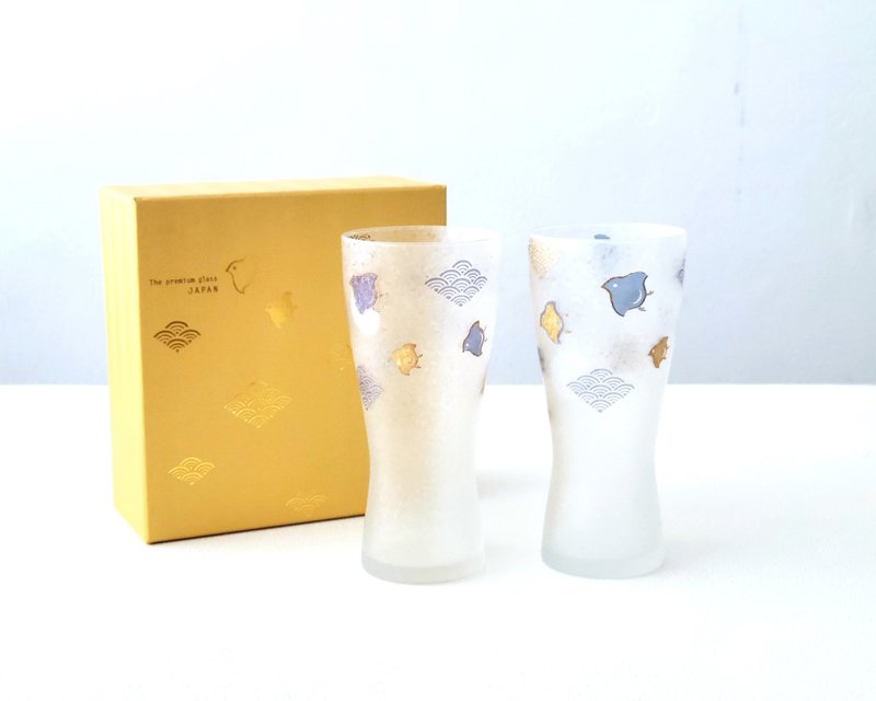 【Wedding Gift】Classic Chidori Pattern Beer Mug Set with Dense Foam - แก้วไวน์ - แก้ว 