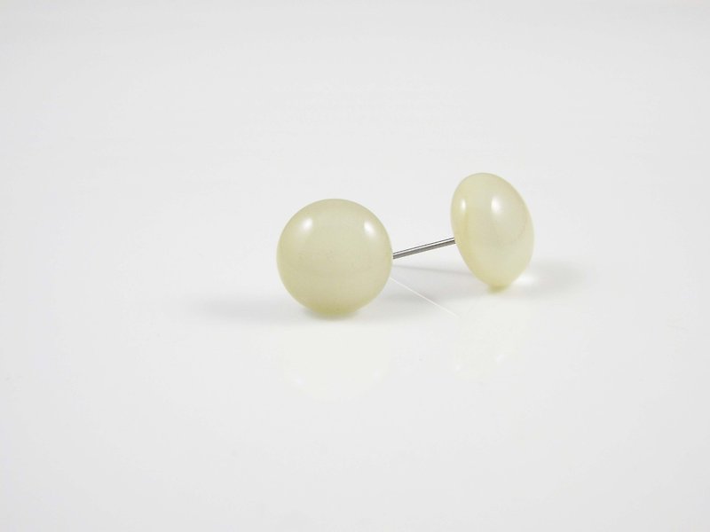 琉璃耳環-（圓)Pantone 454 - 耳環/耳夾 - 玻璃 白色
