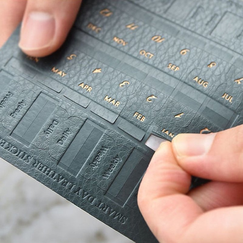 PLEPIC classic leather label - cool gray, PPC94157 - สติกเกอร์ - หนังแท้ สีเทา