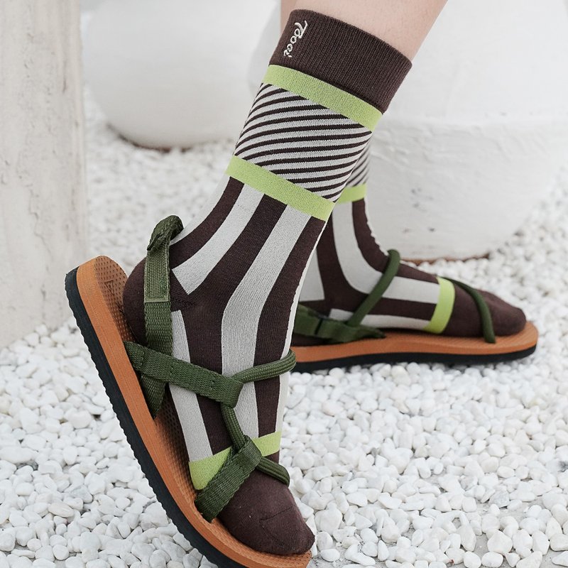 Offset Striped Socks - Socks - Cotton & Hemp Green