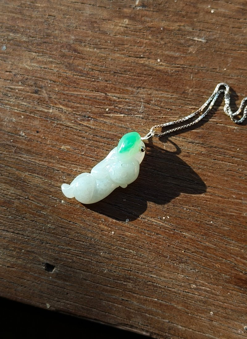 天然緬甸翡翠吊墜   隨機附送925銀項鍊 072115 - 項鍊 - 寶石 綠色