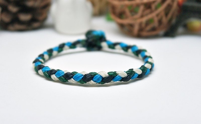 Hand-knitted silk Wax thread type-net knot-//You can choose your own color// - Bracelets - Wax Blue