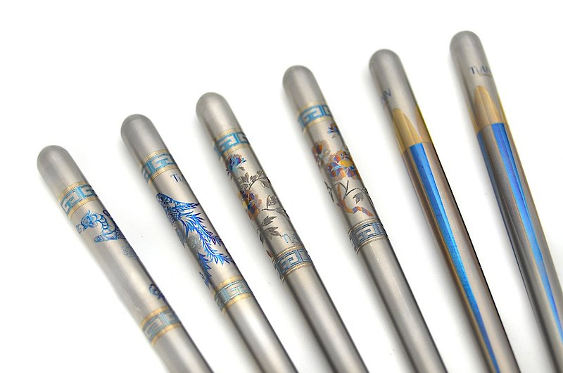 TiSticks Titanium Chopsticks - Scepter (Blue) or (Green) - Chopsticks - Other Metals Multicolor