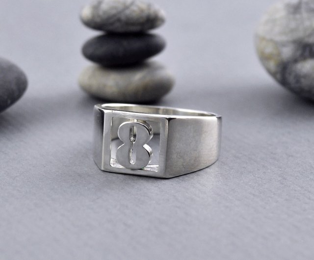 Sterling Silver Lucky Number Signet Ring - Shop GreenRock Jewelry